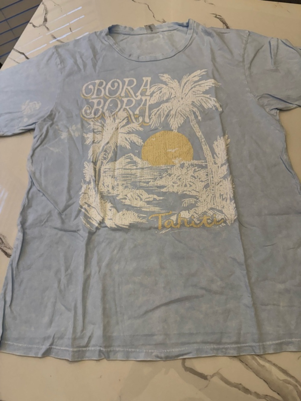 Bora Bora Tahiti Graphic Short Sleeve Tee - Light Blue